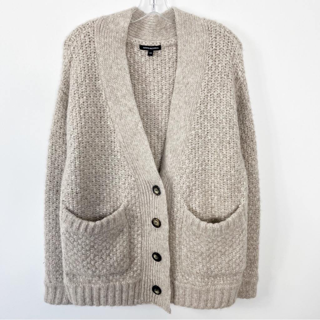 Kathryn Mccarron Emil Handknit Grandpa Cardigan Sweater Size Xs Nwt Oatmeal